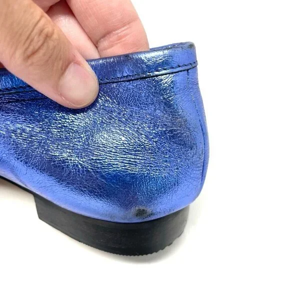 H&M Premium Selection Metallic Blue Leather Loafers Size 39 - Picture 12 of 12